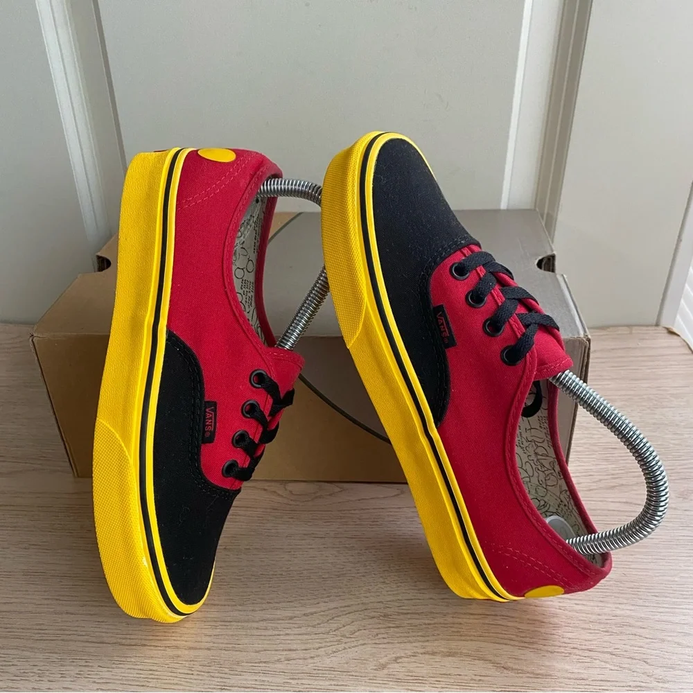 Vans X Disney 90th Anniversary Mickey Mouse Red Yellow Authentic Size M 6- W 7.5 - Picture 3 of 13